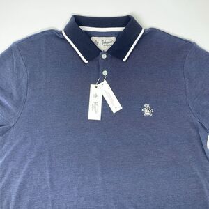 Original Penguin Navy Blue Birdseye Men's Short‎ Sleeve Polo Shirt Size Medium